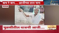 बाप रे बाप... आजीच्या हात साप, शकुंतला आजीचं गावकऱ्यांकडून कौतुक