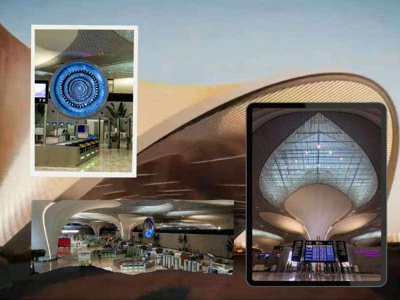 तरंगणारे कमळ अन् अदृष्य पाकळ्या...; नवी मुंबई विमानतळाचा First Look पाहाच