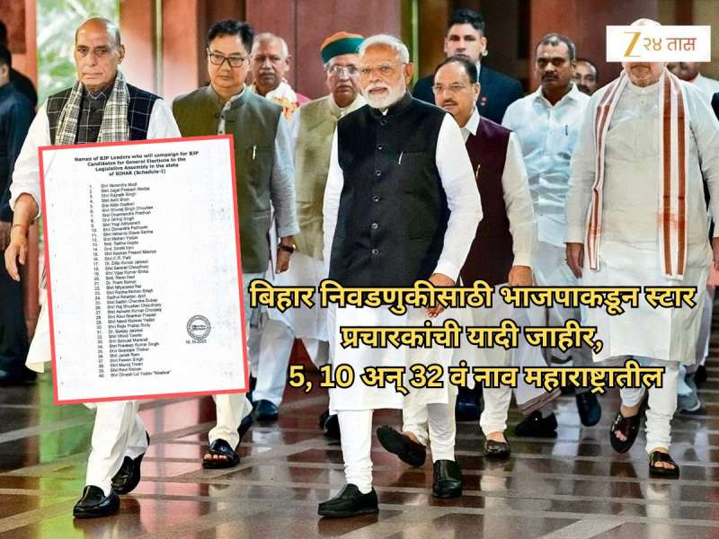 बिहार निवडणुकीसाठी भाजपाकडून स्टार प्रचारकांची यादी जाहीर; महाराष्ट्रातील 3 नेत्यांचा समावेश, तिसरं नाव वाचून वाटेल आश्चर्य