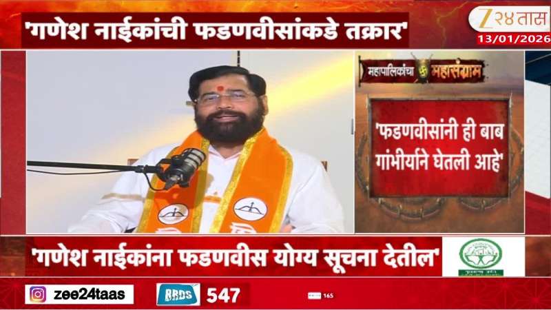 Eknath Shinde complaint to Devendra Fadnavis about Ganesh Naik