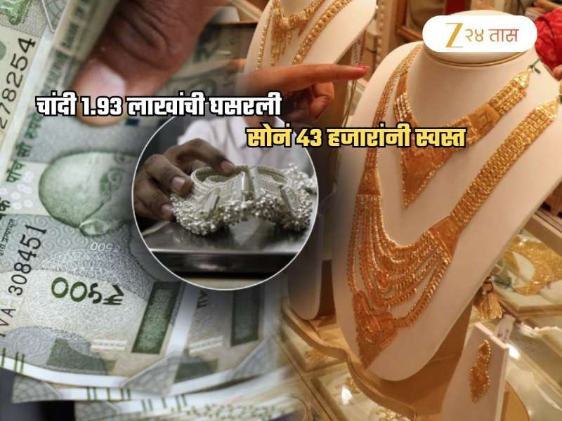 रात्र झाली अन् दर घसरले! चांदी 1.93 लाखांनी स्वस्त, सोनं 43 हजारांनी झालं कमी; पहा नवे दर